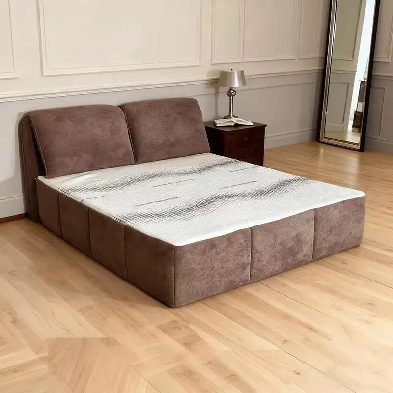 Modern Luxury Vacuum Compression Queen Double Bed Soft Upholstered Bedroom Furniture Comfortable Sleeping Platform Frame