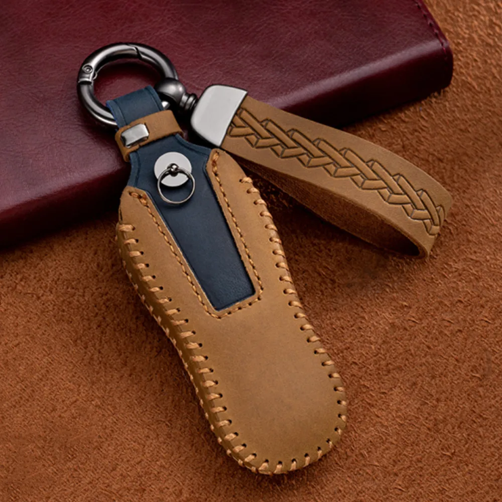 Crazy Horse Leather Car Remote Key Case Cover  For Porsche Panamera Spyder Carrera Macan Boxster Cayman Cayenne 911 970 981 911