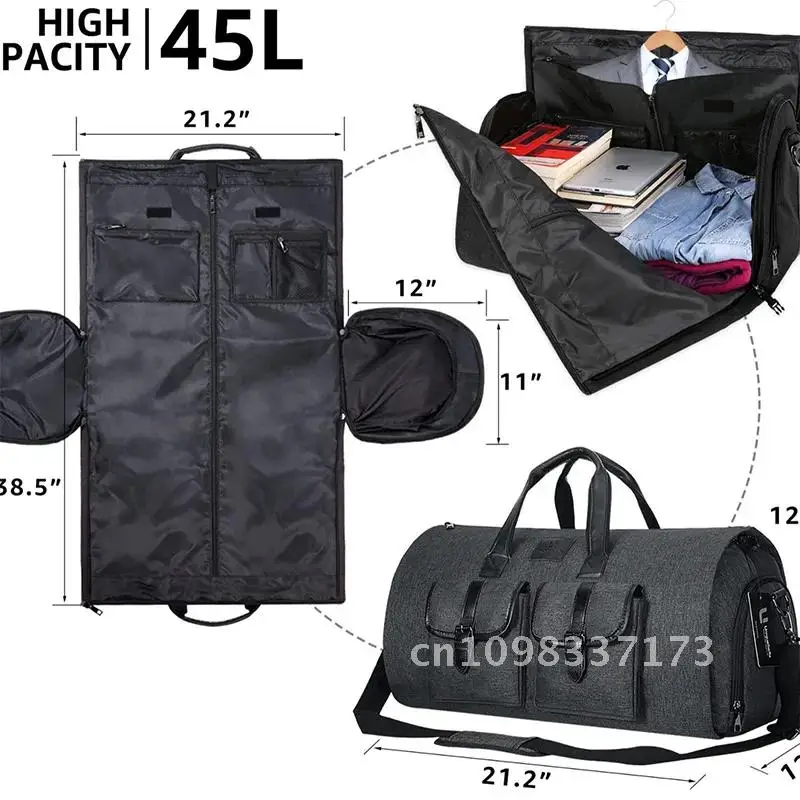 Oxford Large Capacity Luggage Travel Shoulder Bag Men Folding Designer Bags Business Hanging Convertible Handbags Carrying Totes