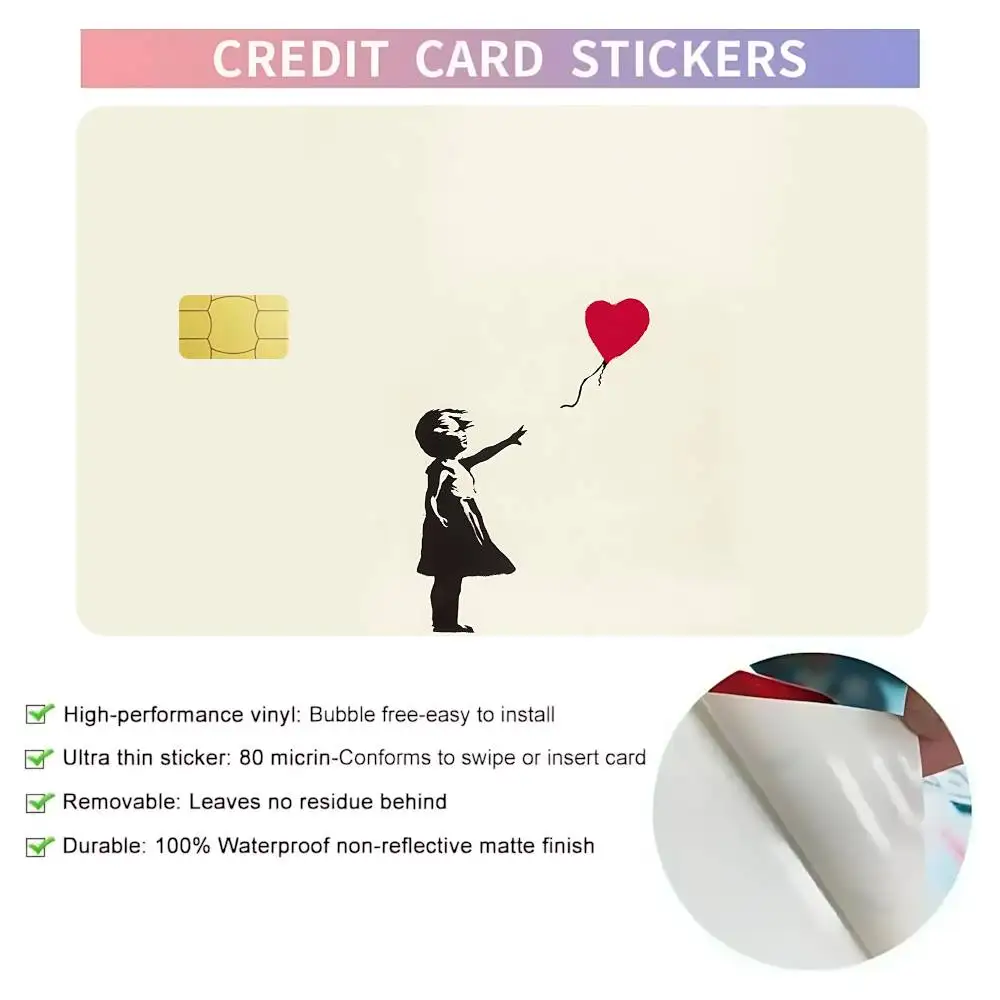 B-Banksy Graffiti Card Stickers Ultra-thin Waterproof Scratch Resistant Sticker, Personalized BankCardSticker