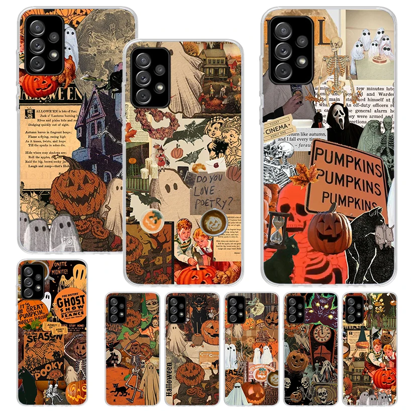 October Fall Halloween Spooky Pumpkin Phone Case for Samsung Galaxy A14 A54 A15 A55 A13 A53 A12 A52 A25 A35 A24 A34 A23 A33 A22 