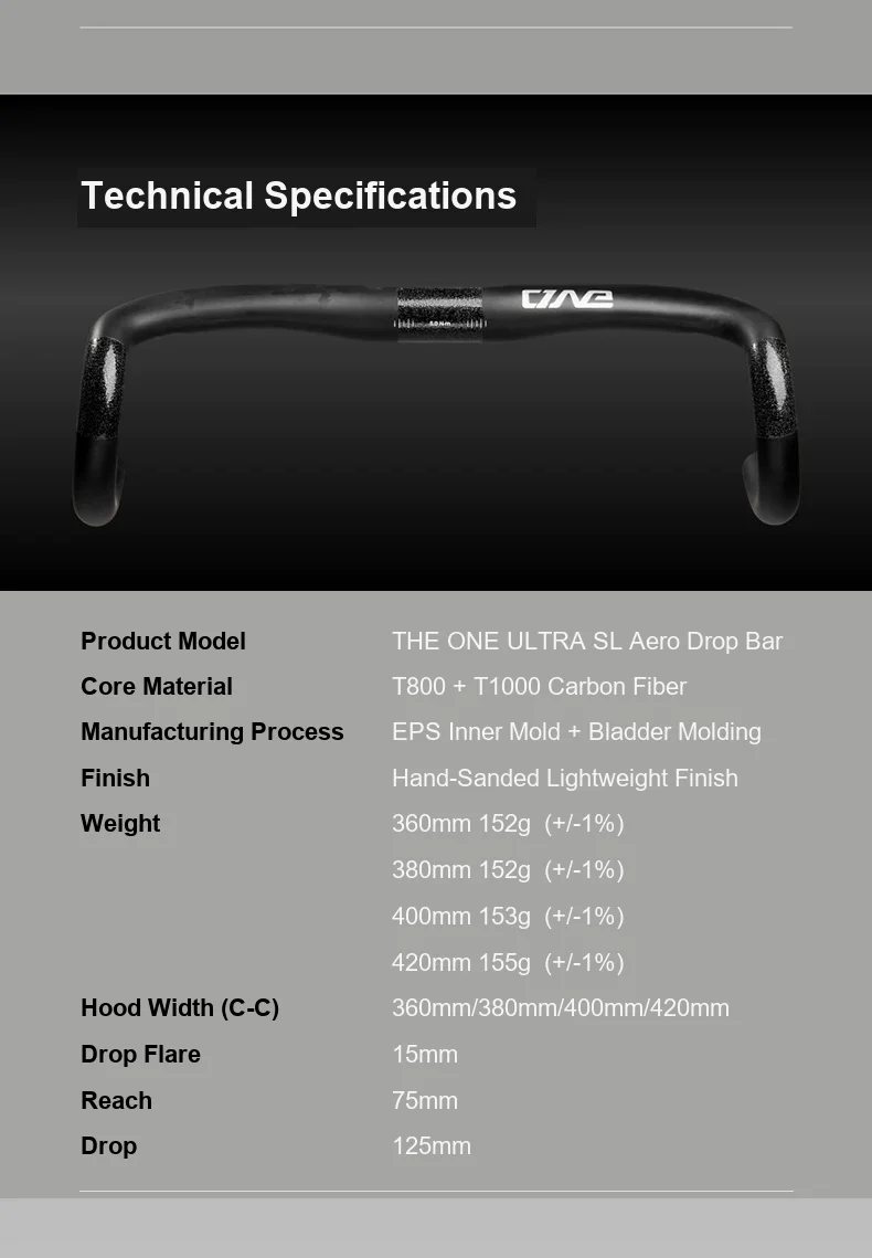 THE ONE ULTRA SL Carbon-Rennrad-Lenker, T1000 Ultraleicht-Carbon, 152g±10g, Vollständige interne Kabelführung – Detail 7