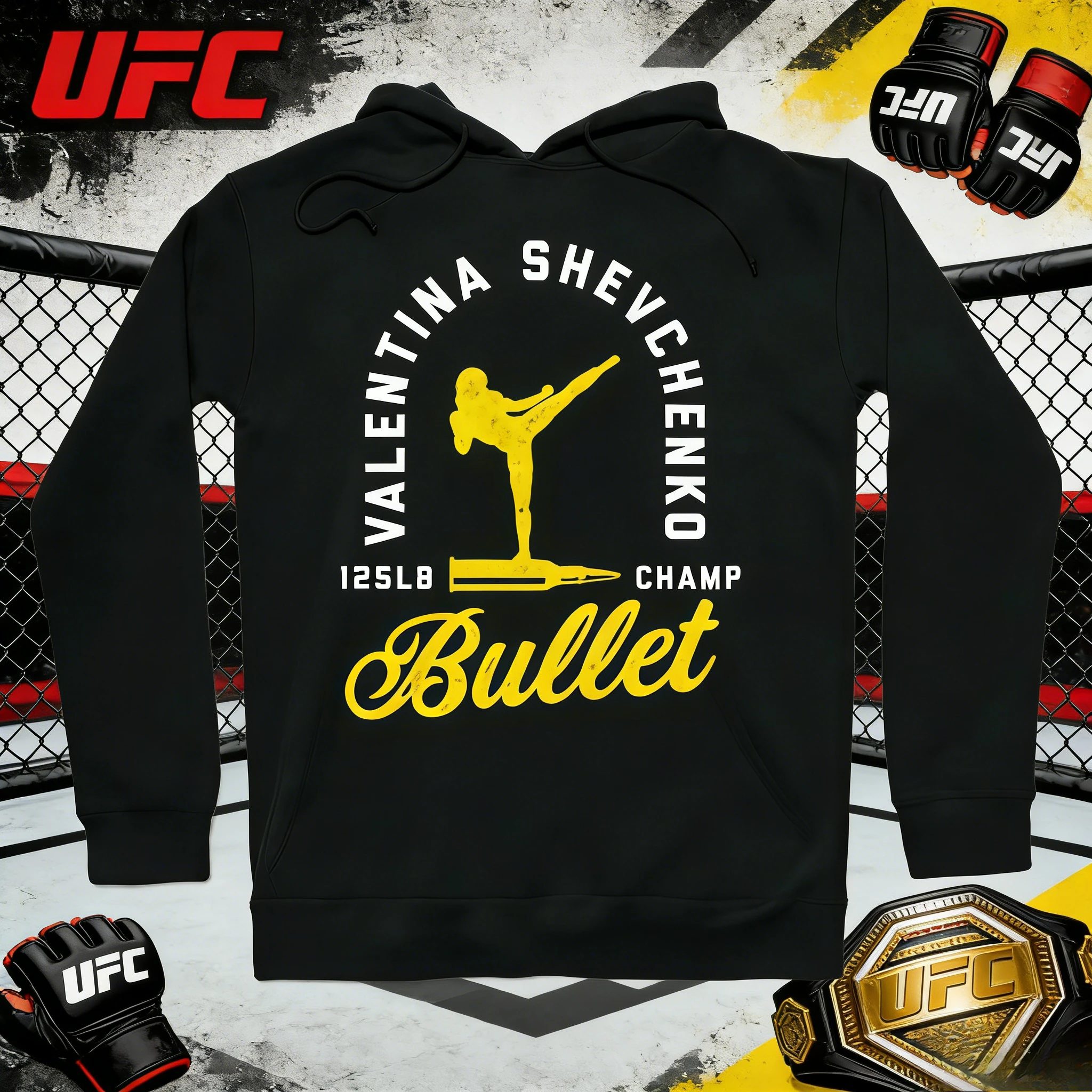 

UFC Valentina Shevchenko 2026, осень/зима, 100% хлопок, повседневная модная дышащая толстовка с принтом, подходит для мужчин и женщин