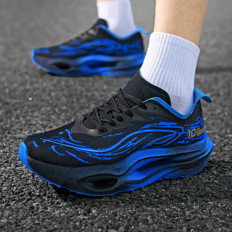 Herren-Freizeitsportschuhe, trendige Laufschuhe mit Tiger-Muster, Sportschuhe mit hohler Dämpfungsoptik, leichte, atmungsaktive Laufschuhe aus Mesh-Material, rutschfest und abriebfest, ideal für Jugendliche, Campus-Marathon-Training und Outdoor-Aktivitäten. – Detail 1
