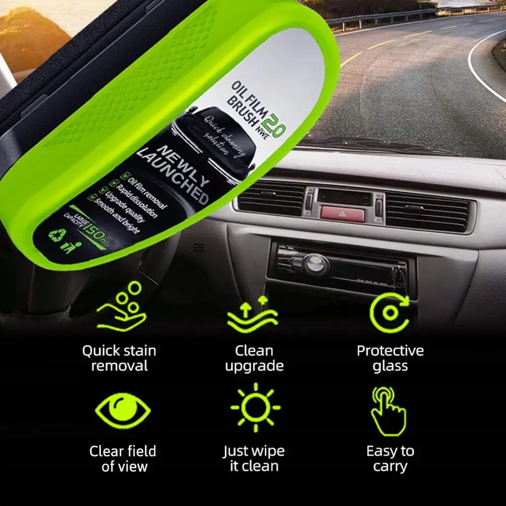 Automotive Oil ilm Cleaning Brush or Car Windows, Glass Oil ilm Remover or Car,2026 Upgrade 2.0 Cleaning Doard, 150ml Unil clear image 3