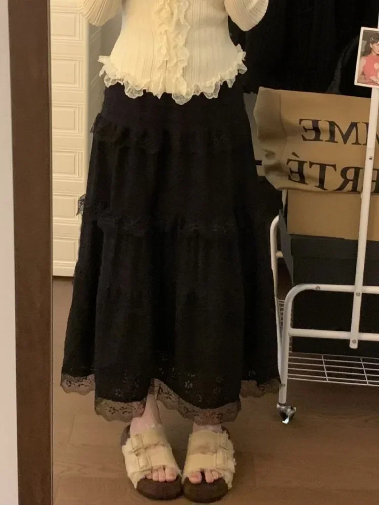 Summer Skirt Women's Clothing 2026 Faldas Mujer De Moda Patchwork Lace A-line Jupa Sweet Korean Skirts Loose Fashion Saia 63d890