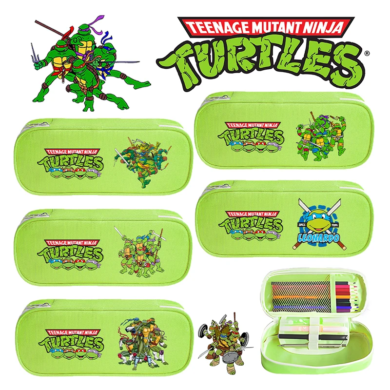 

TMNT Mutant Ninja Turtles Student Pencil Case Anime Cartoon Print School Zipper Stationery Portable Storage Pencil Bag Kids Gift