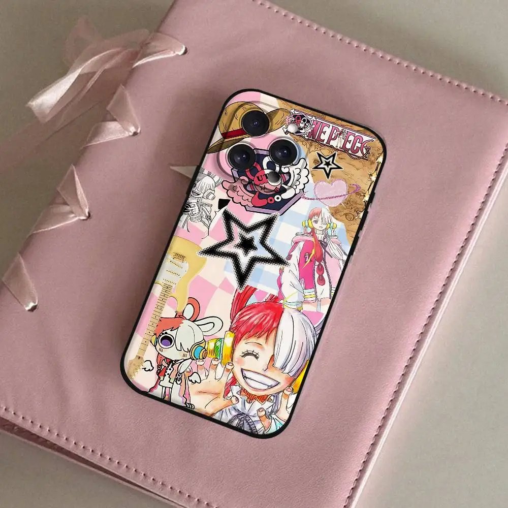 O-ONE PIECE Uta Phone Case For IPhone 1716 15 14 13 Pro Max 11 12 Mini X Xs XR Black Silicone Cover view 4