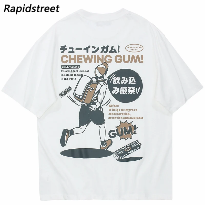 Hip Hop T-Shirt Streetwear Japanese Kanji Anime Printed T Shirt Men Harajuku Cotton Casual Tshirt Summer Short Sleeve Tops