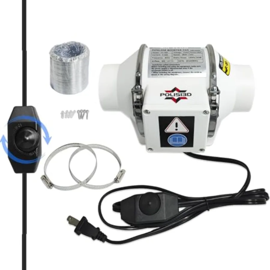 

Powerful 3 Inch Inline Duct Ventilation Fan AC Vent Blower Exhaust Fan w/ 1.5M Pipe Enhanced Air Flow Low Noise for 3D Printer