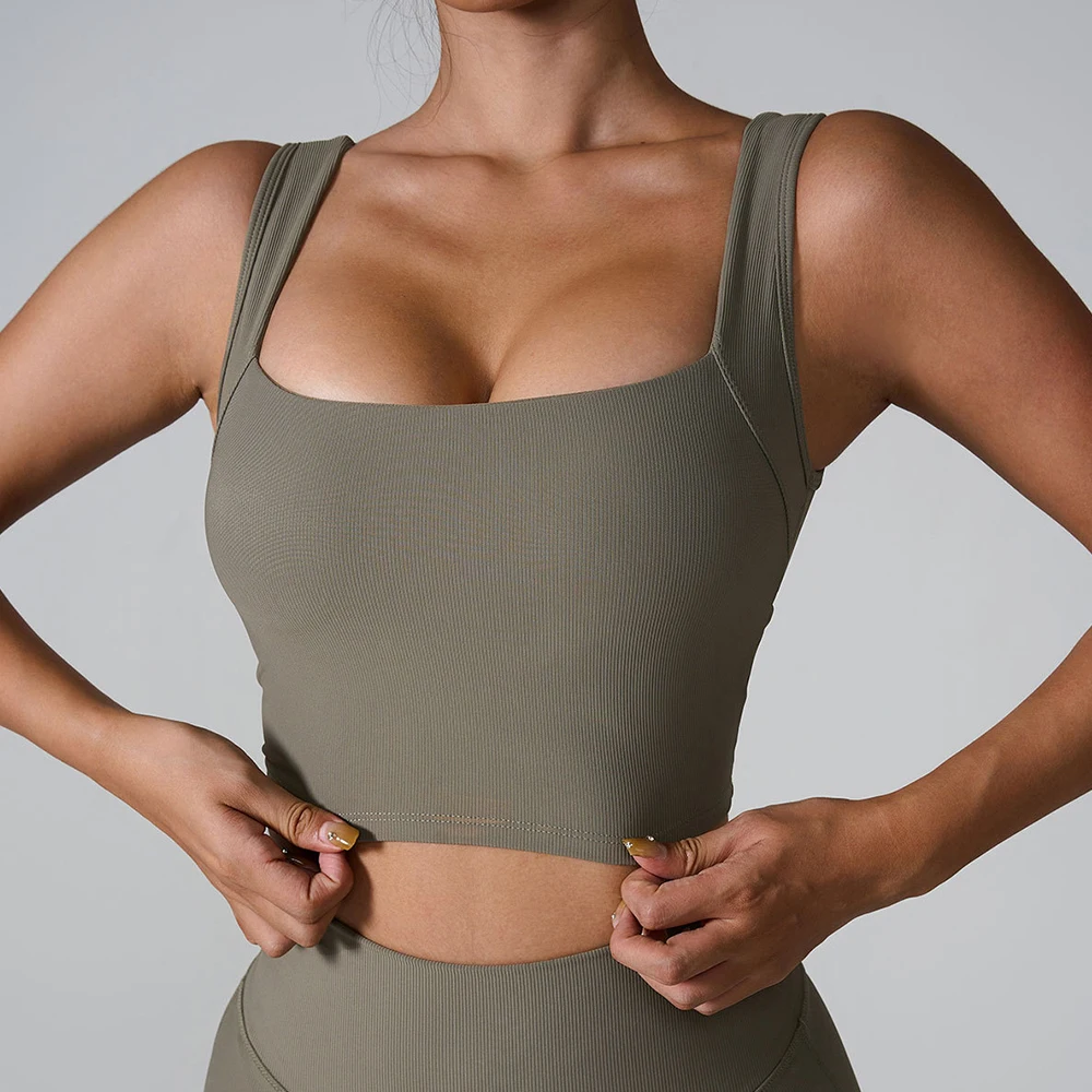Gilet de Yoga sans couture Push Up beau Sport débardeur Sexy soutien-gorge de Sport décontracté femme haut Corset côtelé sous-vêtements de Sport vêtements de Sport
