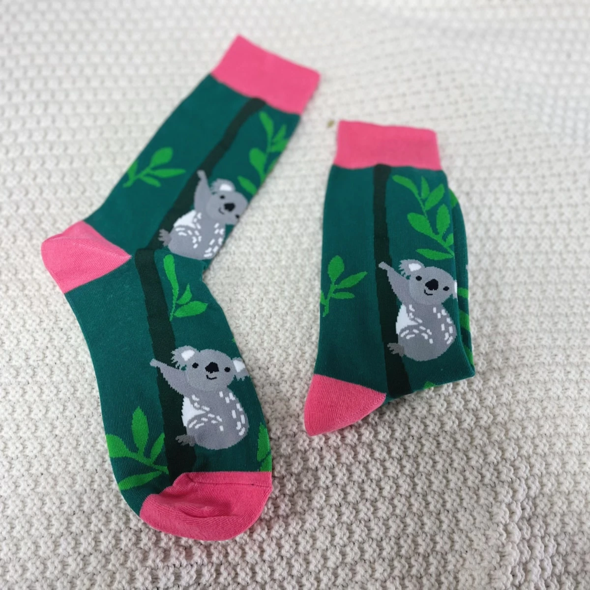 1 Pair Womens Cute Cotton Koala Pattern Novelty Mid Tube Socks Suit In All Seasons For Daily