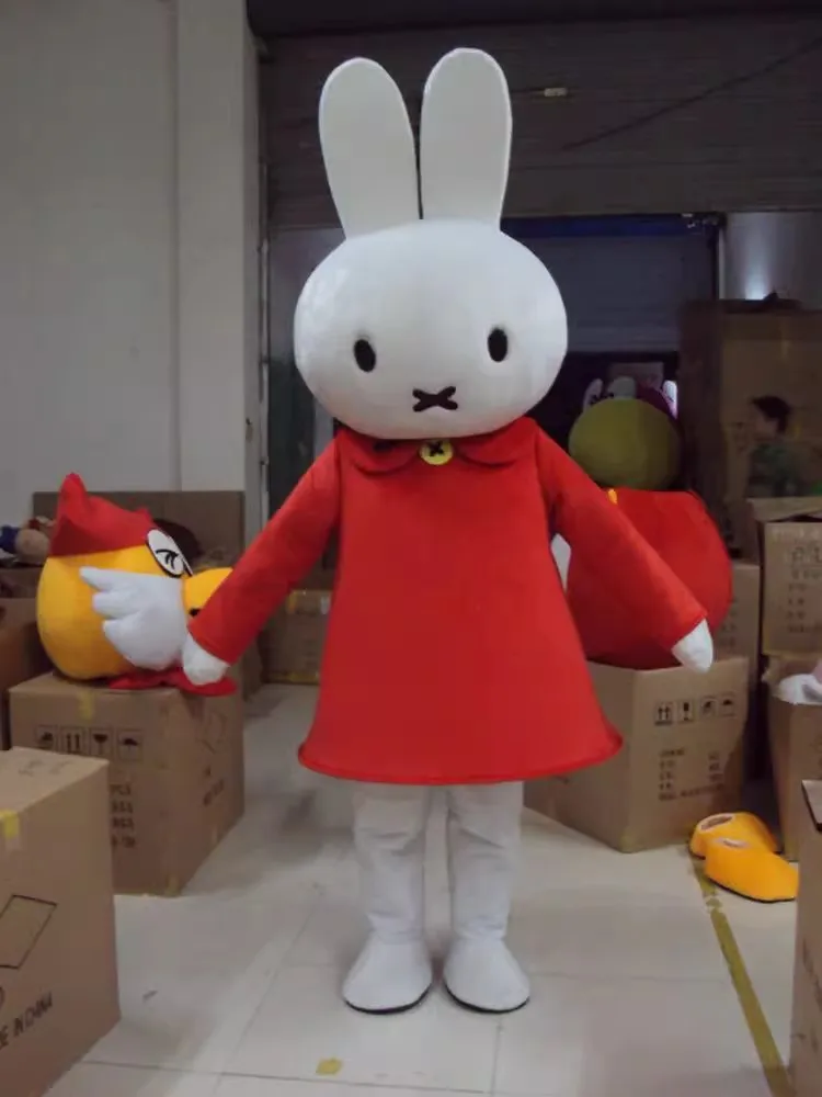 Neues Osterhase-Maskottchen-Kostüm Anime Miffee Kaninchen-Cosplay-Anzüge Lustige Erwachsenenkleidung Halloween-Party-Auftritt Faschingskostüm