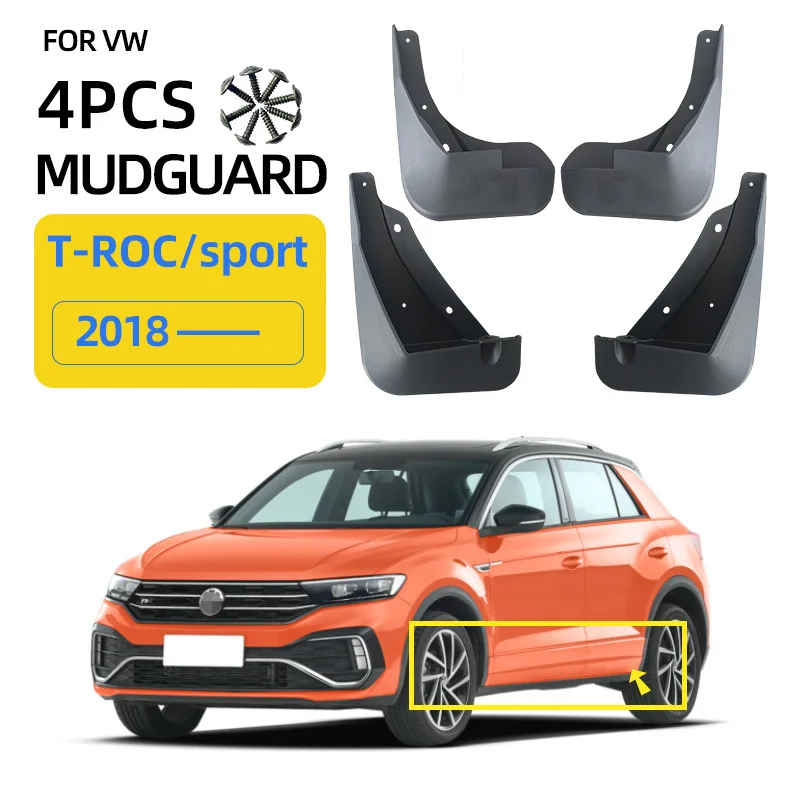 For 2018-2024 Volkswagen T-ROC RLine Mudguards Fender Mudflaps Front Rear Flares Splash Guards Cover Car Accessorie