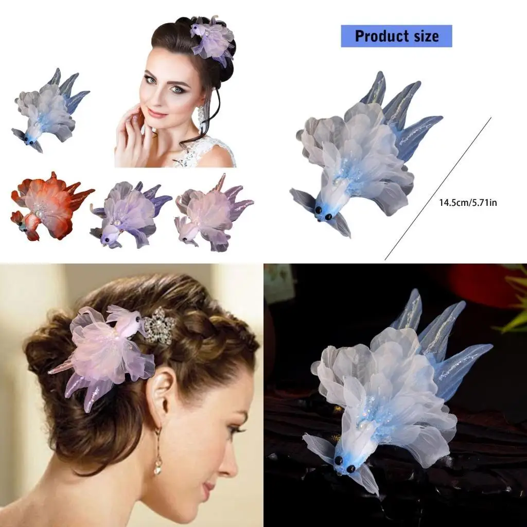 

39BB Novelty Flat Clip Fish Bang Clip Hairpin Retro Balletcore Bunches Ornament