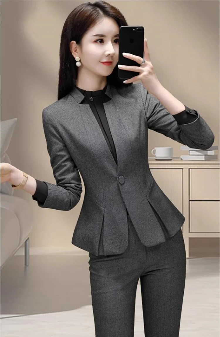 new spring autumn office lady Fashion casual plus size brand female women girls shirt coat pants sets suits clothing