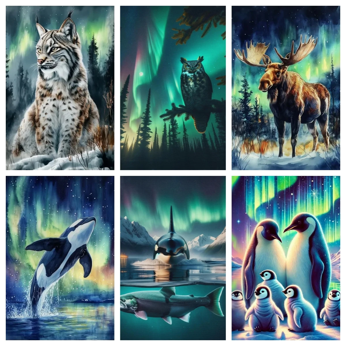 

New Diamond Embroidery Northern Lights Arctic Wildlife Winter Art Landscape Full Square Round Diamond Mosaic Kits Painting DIY