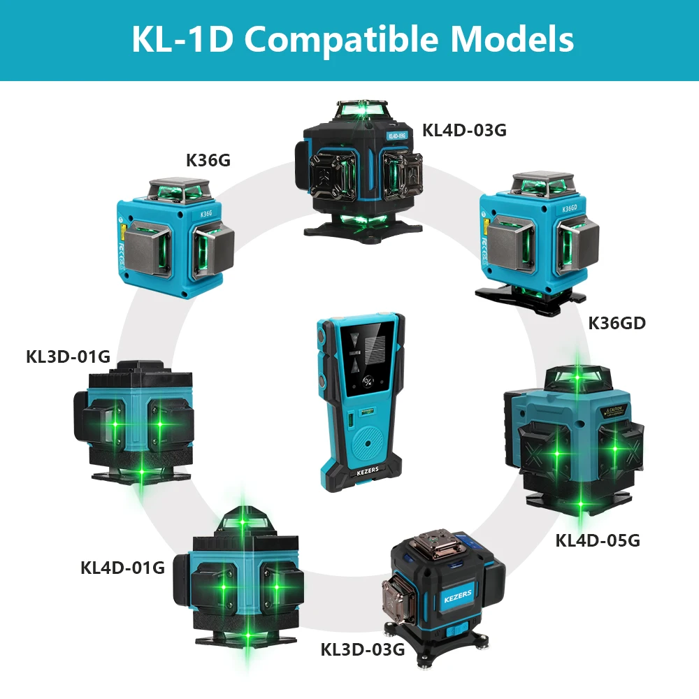 KEZERS-Detector de Receptor de Nível Laser Vermelho e Verde, KL4D-05G, KL4D-03G, KL3D-01G, K12GL, K36GD, K36G