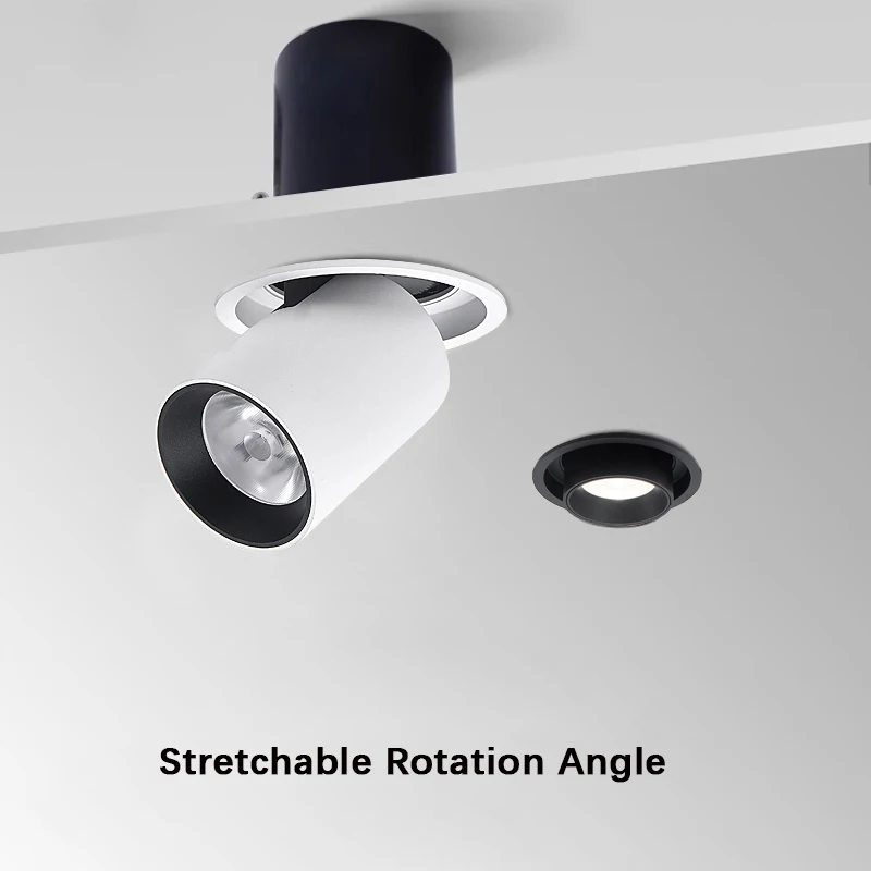 

COB Spot Light Dimmable Ceiling Lamp Aluminum Square Round Downlight Extendable Rotatable Bendable Recessed Spotlight