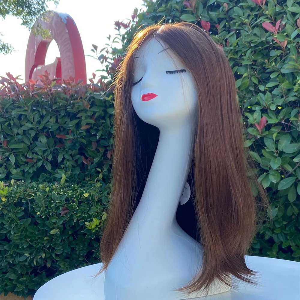 شعر مستعار يهودي بدانتيل أمامي للنساء شعر بشري مفرود من الحرير الطبيعي بدون صمغ مقاس 13 × 5 بوصة #2