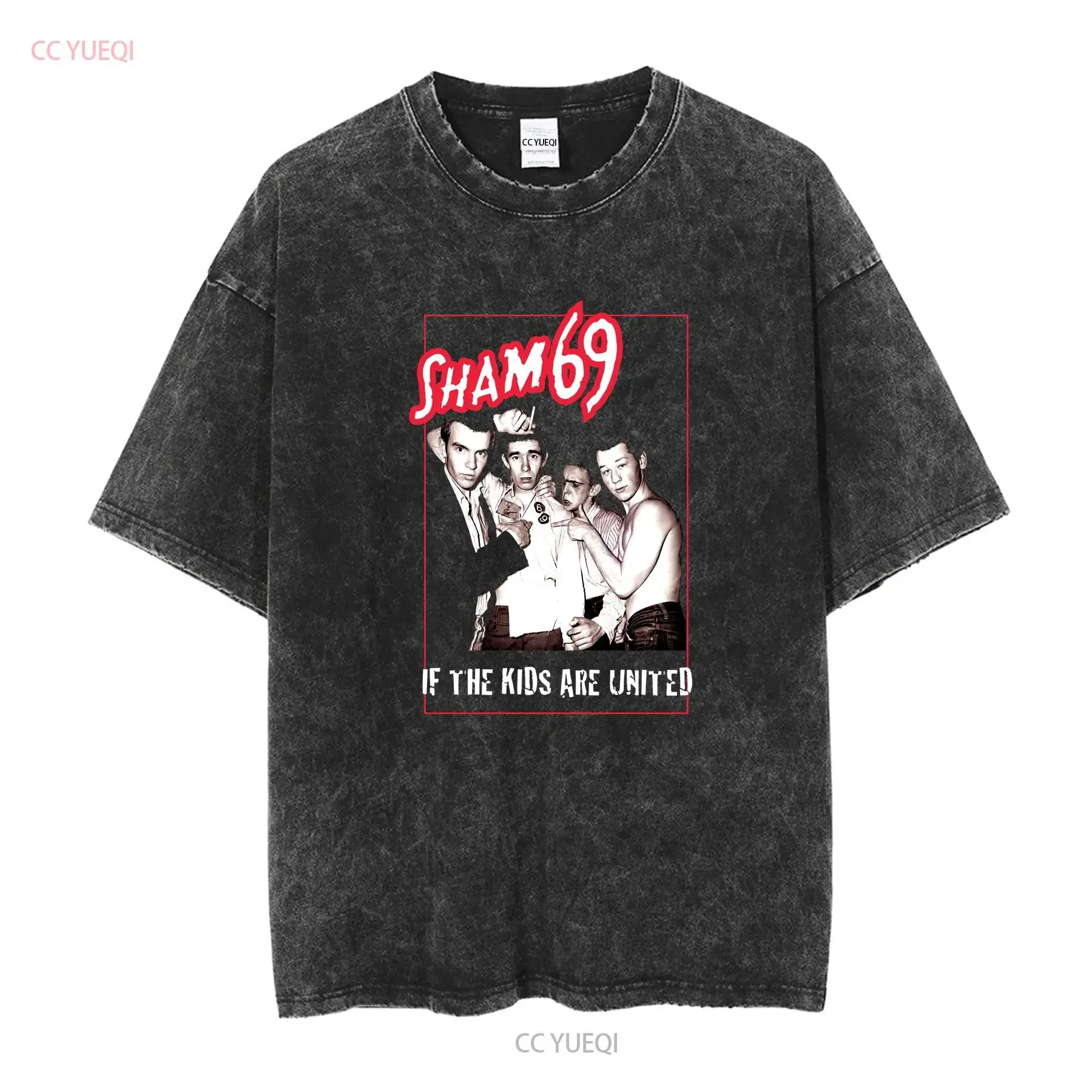 شام 69 إذا كان الأطفال يونايتد قطن أسود جميع المقاسات تي شيرت YA337 خمر غسلها مصمم الملابس الشارع الشهير للجنسين