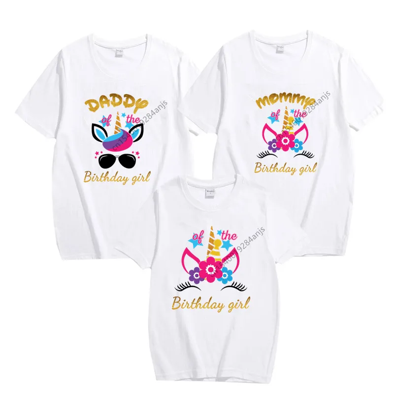 Unicorn family matching party clothes T-shirt grandpa grandma father mother daughter son birthday T-shirt custom home dress top