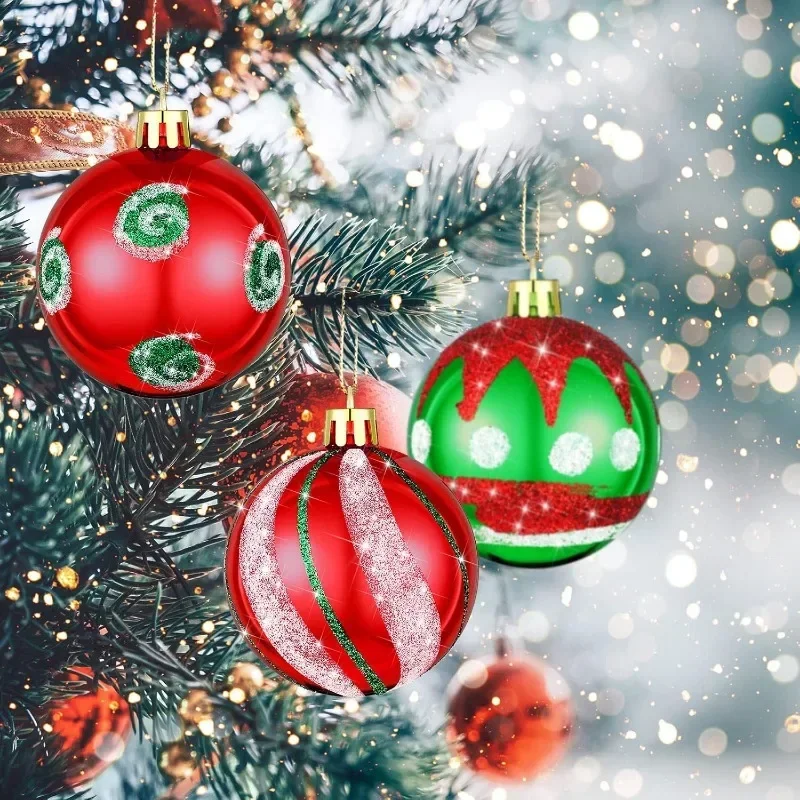 24/6PCS Christmas Balls Electroplating Color Painting Xmas Round Ball Xmas Tree Hanging Pendants Ornaments New Year Party Decor