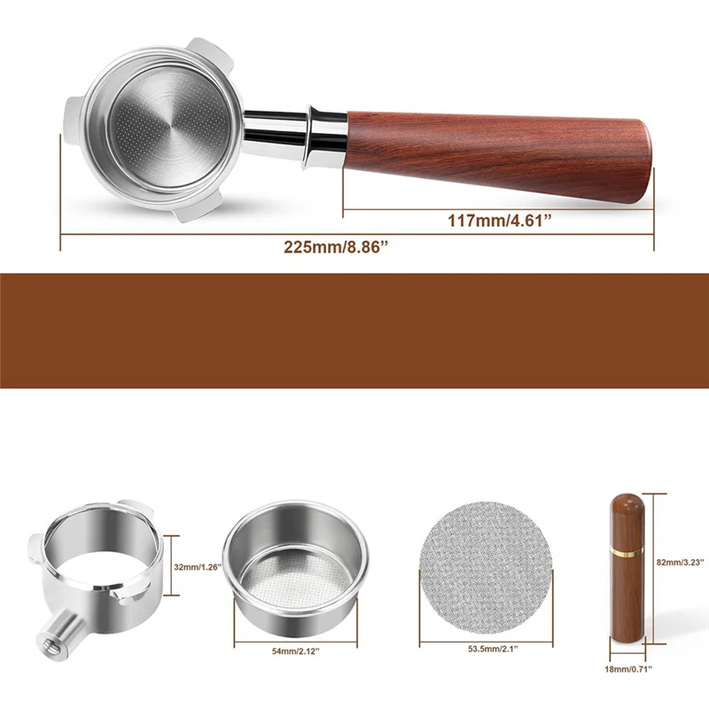 【Must-Haves】 Portafiltro sin fondo, Kit de accesorios para portafiltro de café expreso de 3 orejas, para máquina de café expreso Breville Sage Barista