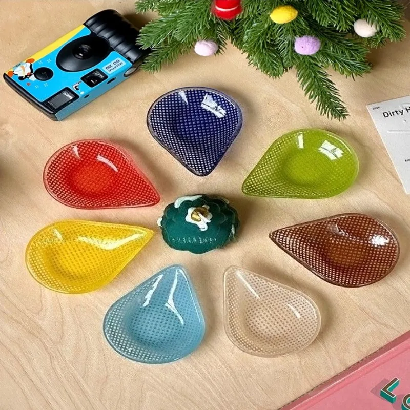 Creative colored checkered glass bowl delicate water droplet design multifunctional dessert plate household fruit bowl