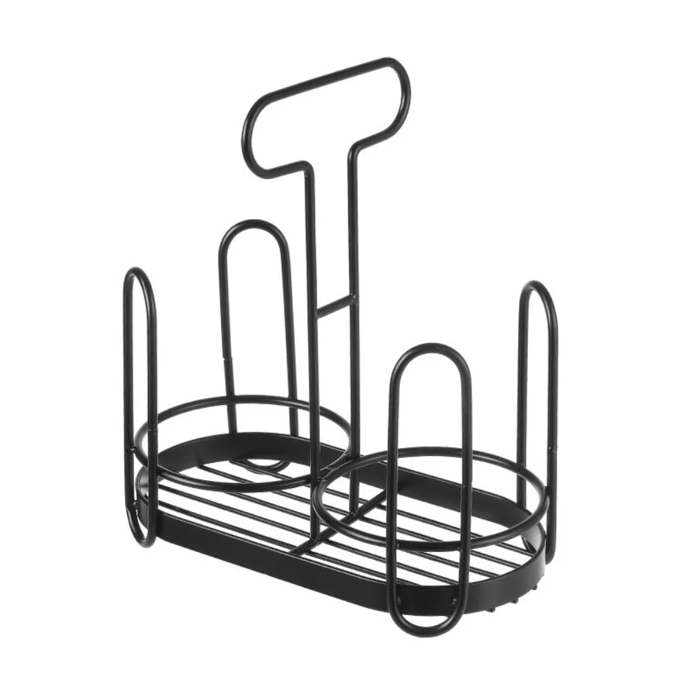 

High Quality Metal Cup Rack Black/White Hollow Out Design Cup Storage Shelf Double Layer Large Capacity Kitchen Paper Cup Holder