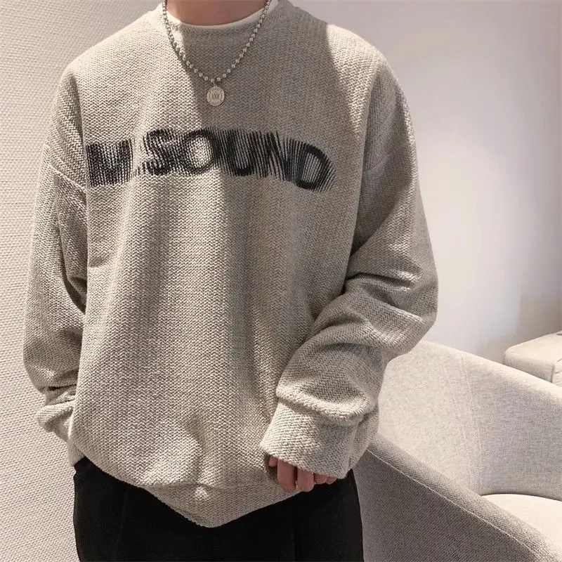 Autumn neutral style couple round neck sweatshirts for men and women letter printed loose casual tops, trendy and versatile y2ki