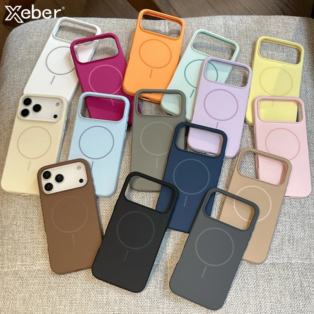 For iPhone 17 Pro Max Air 16 15 14 13 12 Pro Max Plus Liquid Silicone For Magsafe Magnetic Case Wireless Charging Soft Cover