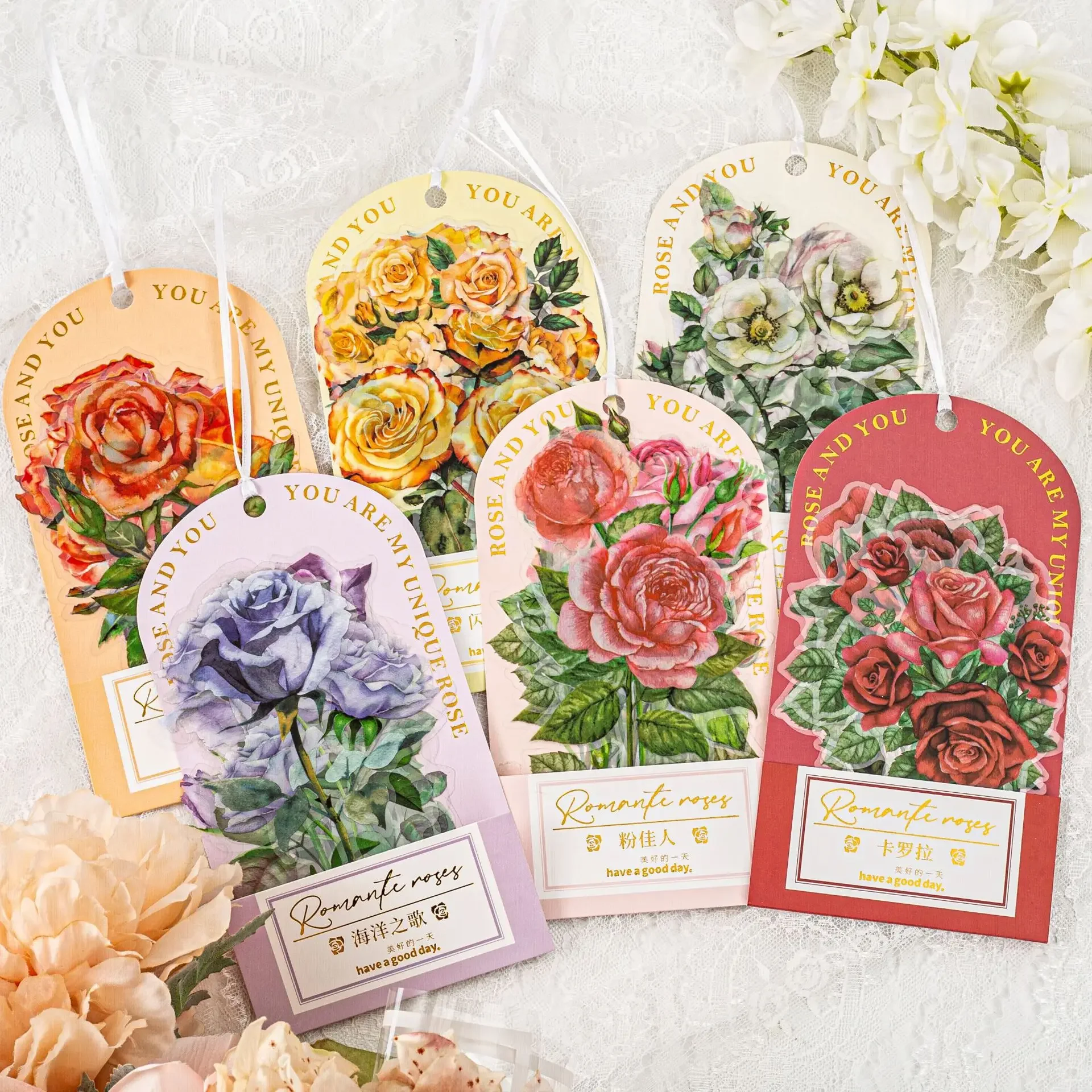 10 Sheets/pack Big Rose Romantic Die-cutting PET stickers Ins Style Flowers Decorative Materials