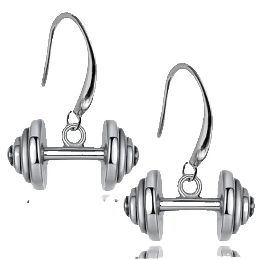 Hot Dumbbell Fitness Earrings Gym Dangle Earrings Bodybuilder Weightlifting Jewelry Women Weightloss Dangle Earrings Free Ship