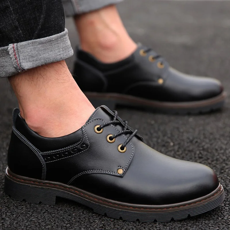 Genuine Leather Shoes Men Footwear Men Casual Shoes High Quality Man Business Shoes Fashion Brand Male Brogues Black A1759