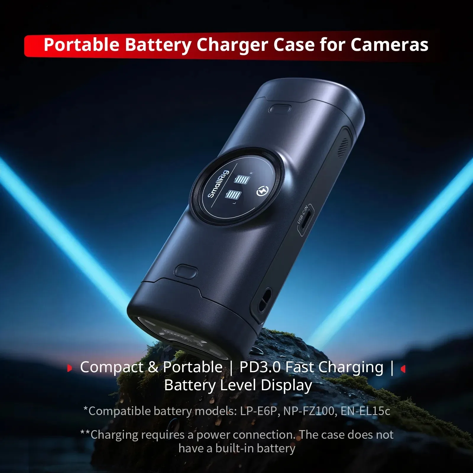 SmallRig  5105/5106/5107 Portable Battery Charger Case with HD Display PD3.0 Fast Charging for NP-FZ100 EN-EL15c LP-E6P