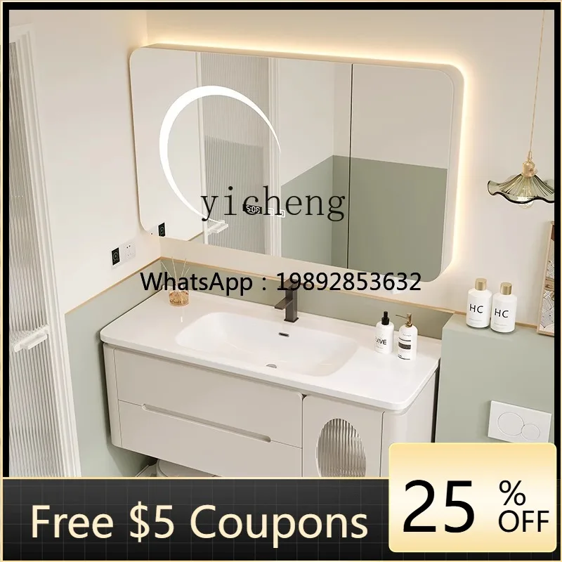 

AA Oak Bathroom Cabinet Bathroom Cabinet Ceramic Integrated Basin Bathroom Cabinet Wash Table