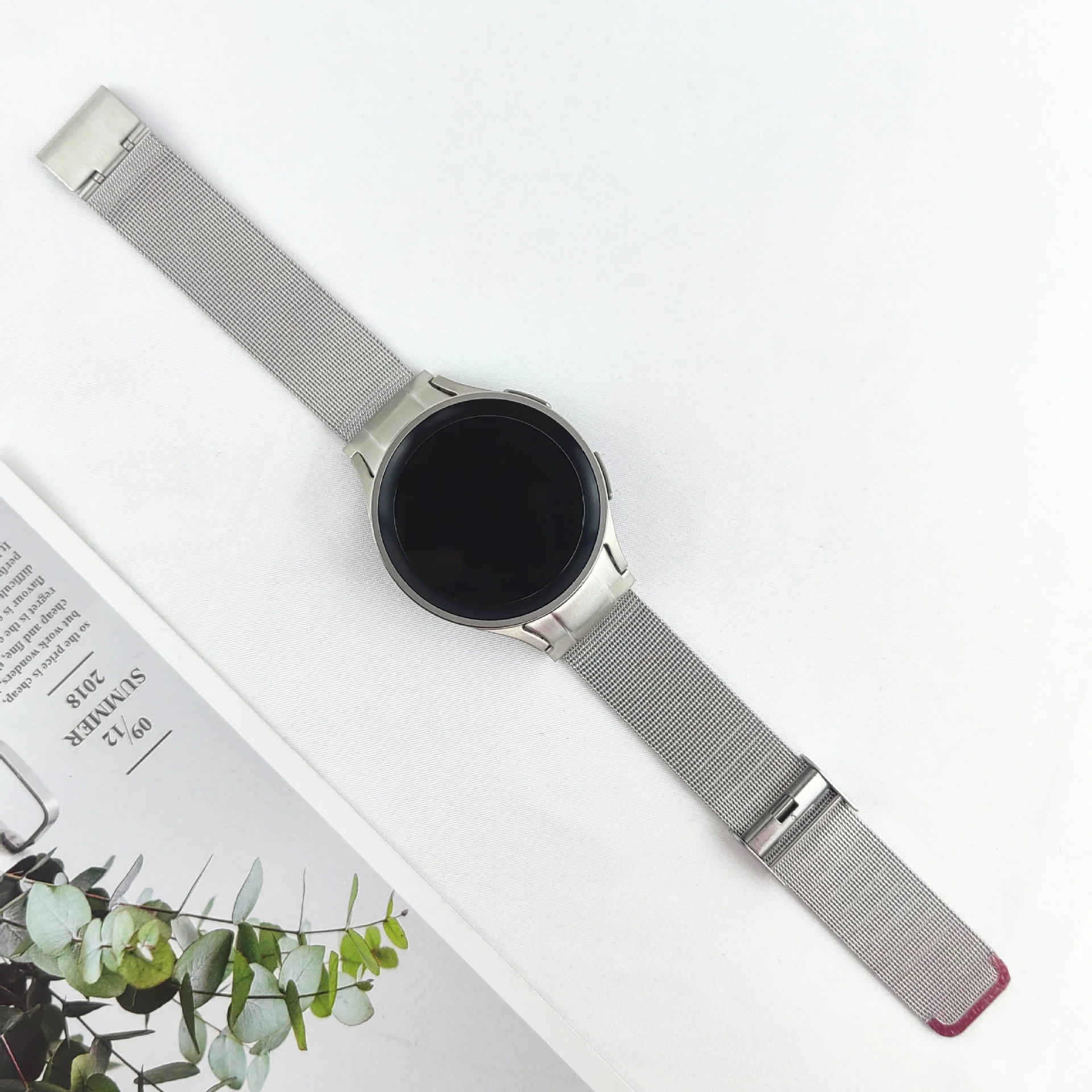 uhgbsd Watchband Bracelet Accessories For Samsung Galaxy Watch 5 Strap Milan 4 Buckle Mesh Metal Band