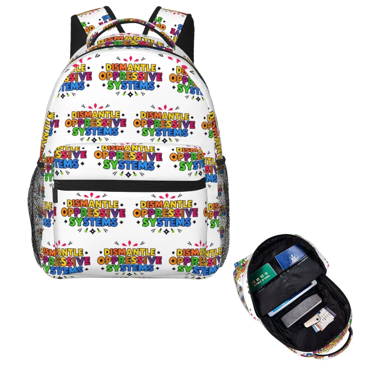 Dismantle Oppressive Systems Student Backpack School Bag Hiking Travel Daypack for Boys Girls Fashion Bookbag Shoulder Bags