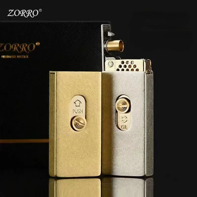 ZORRO New Matchbox Windproof Pure Copper Kerosene Lighter Creative Automatic Ejection Ignition Men\'s Gift Lighter