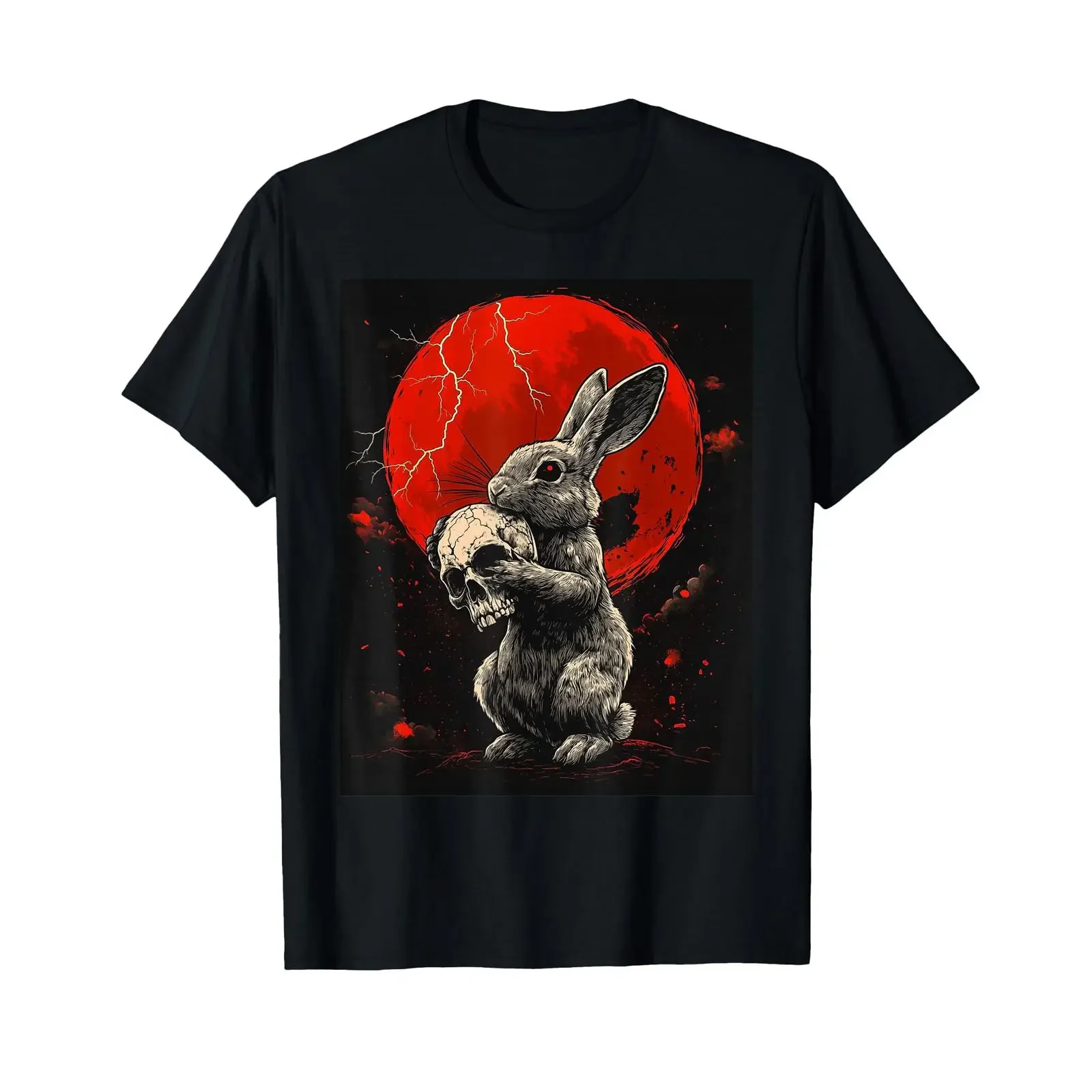 Camiseta Kaninchen Totenkopf Mond Herren Gothic Damen Hase, camiseta vintage lavada para hombre, Top para uso diario, cómoda y versátil