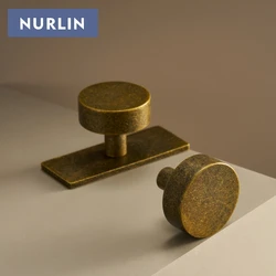 Nurlin flor de hielo latón antiguo latón macizo con tratamiento Vintage tablero inferior decorativo redondo gabinete muebles puertas perillas