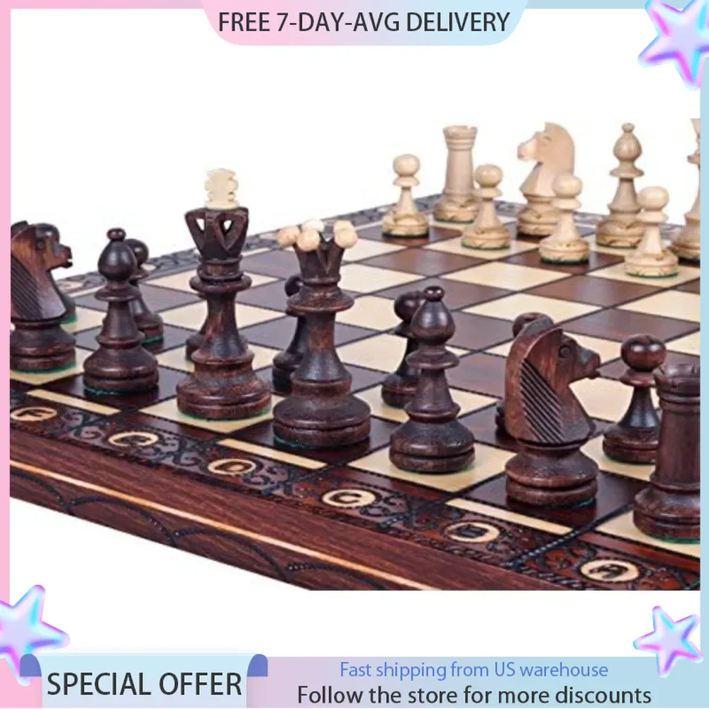 Chess and Games Shop Beautiful Handcrafted Wooden Chess Set with Board and Pieces - Gift Idea Products Chess