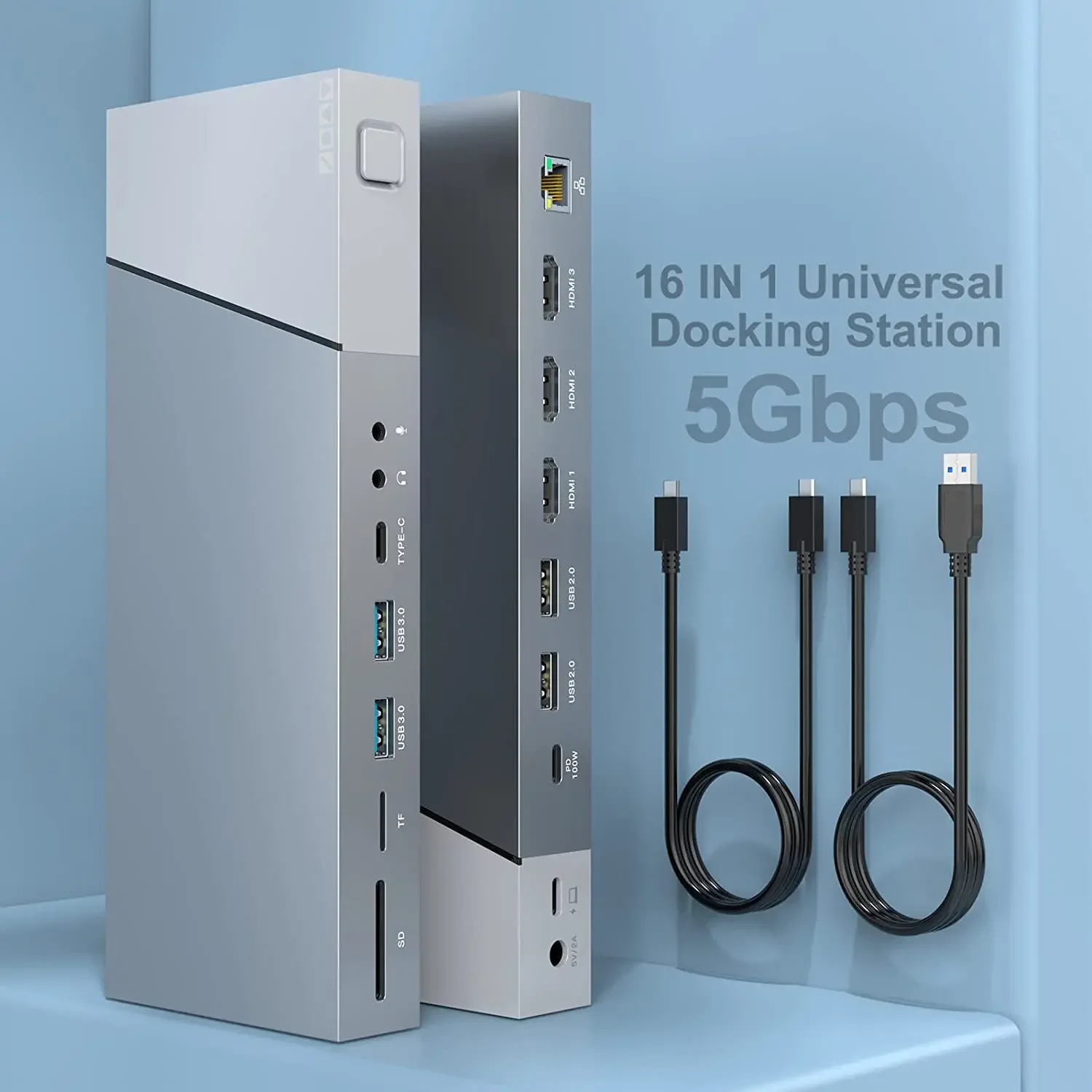 Laptop Hub USB C to 3 HDMI 4K+100W Type C PD+RJ45 Ethernet+4 USB+USB C(5Gbps)+3.5mm Audio Docking Station Triple Display for Mac