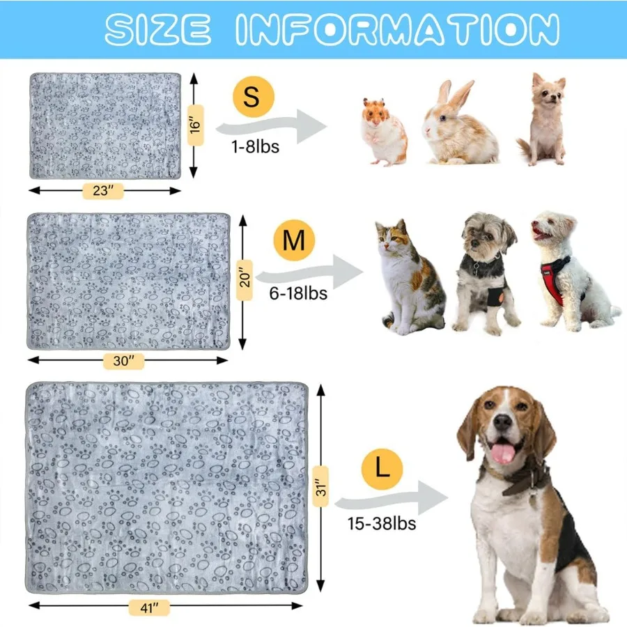 عبوة واحدة مكونة من 3 بطانيات للكلاب من الفلانيل، بطانية ناعمة ورقيقة قابلة للغسل مع طباعة مخلب لطيفة مقاس 41 × 31 رمادي مثالية للفراش المريح