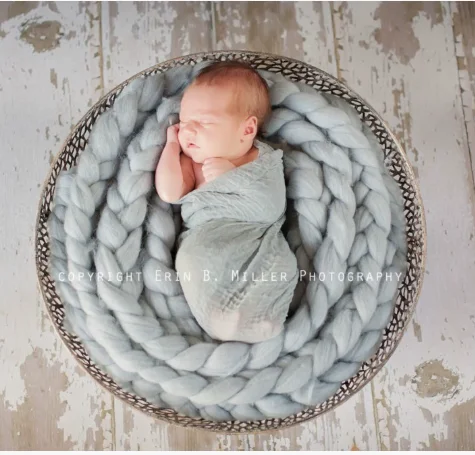 جديلة ميرينو مكتنزة 18 ميكرون، حشو سلة جديلة 2 متر دعائم تصوير لحديثي الولادة نيوي بونز فورتوسيجن فيصور ملحقات لحديثي الولادة #5