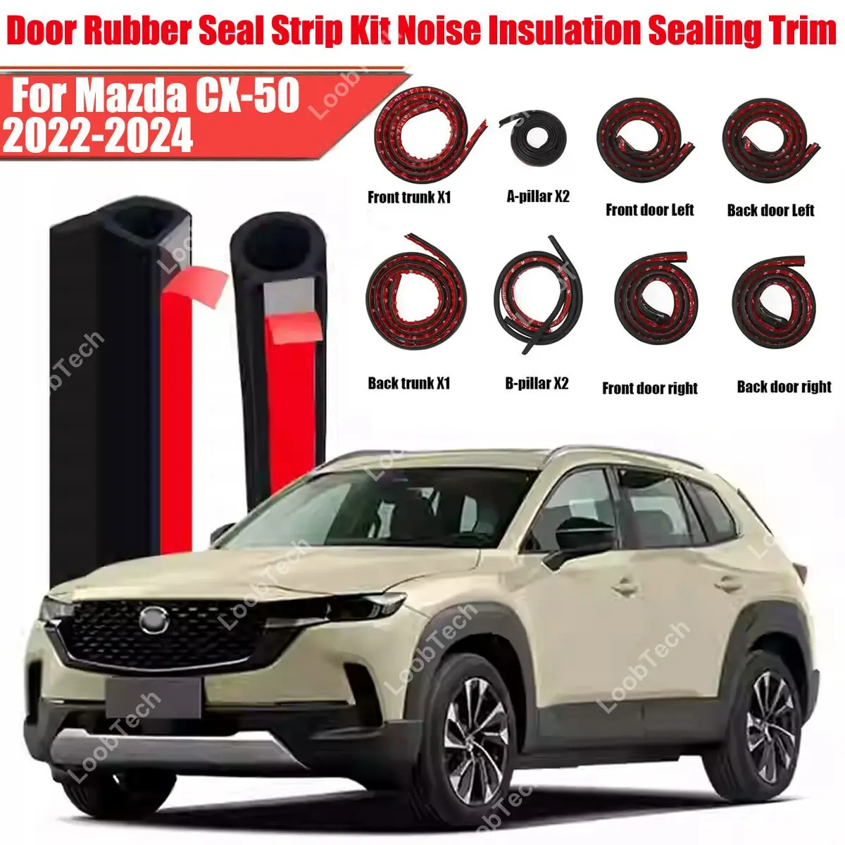

Комплект уплотнителей двери, резиновая защита от ветра, шумоподавление для Mazda CX-50, самоклеящаяся дверная крышка двигателя, звукоизоляционная полоса
