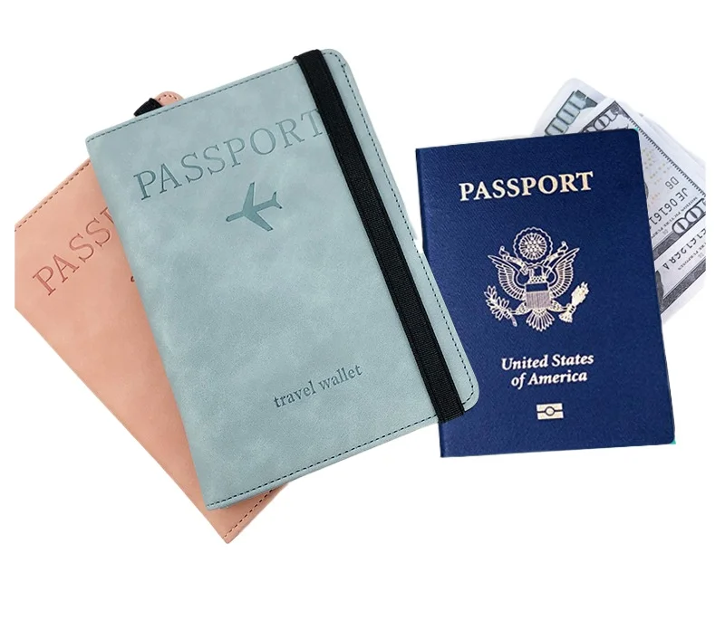 PU Travel Wallet RFID Passport Covers for Women Men Passport Holder Id Credit Card Holder Flight Ticket Clip Travel Accessories