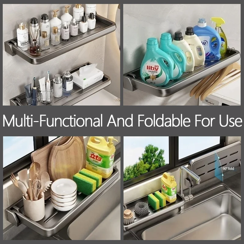 

Foldable Kitchen Sponge Holder Sink Drain Rack Soap Drainer Towel Rack Shelf Organizer bathroom Storage Accessories