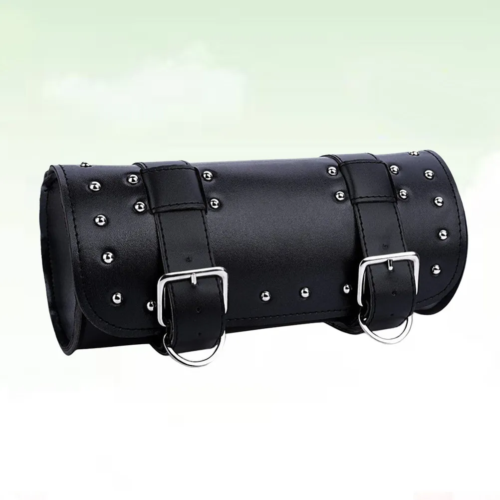 

Motorcycle Hanging Bag PU Black Waterproof Saddlebag Fork Tool Storage Pouch Straps Compatible for Motorbike Accessories